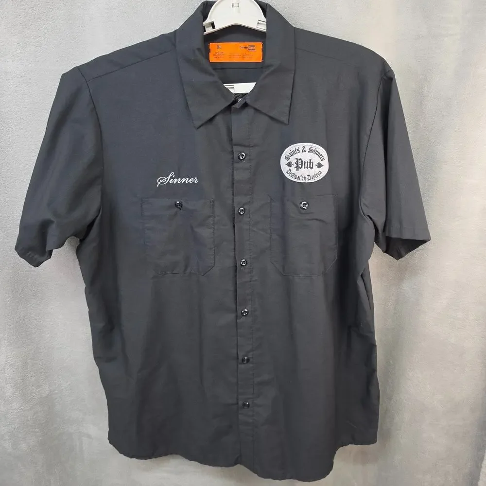 CornerStone XL Saints & Sinners Pub Daytona Black Work Shirt Button USA Biker